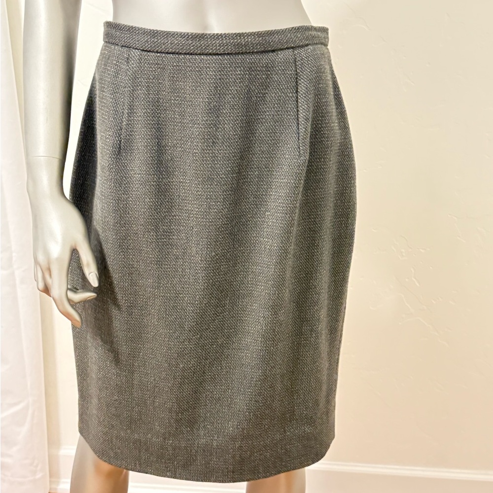 Valerie Stevens Classic Brown 100% Wool‎ Tweed Lined Pencil Skirt Size 8